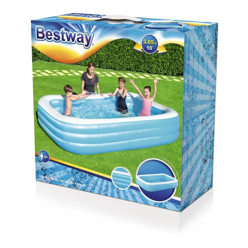 Pileta Inflable Rectangular Azul 305x183x56cm Bestway 54009