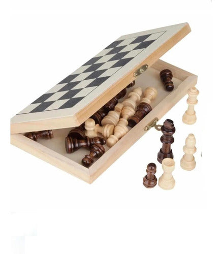 Ajedrez Madera Bisonte Piezas Caja Plegable Viaje Serigrafia