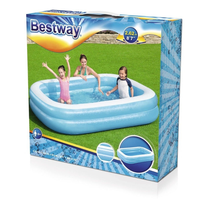 Pileta Inflable Rectangular Azul 262x175x51cm Bestway 54006