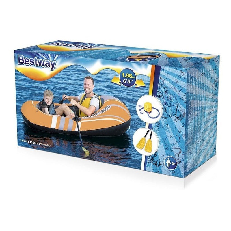 Bote Balsa Inflable 61062 De 197x114cm Con Remos Bestway