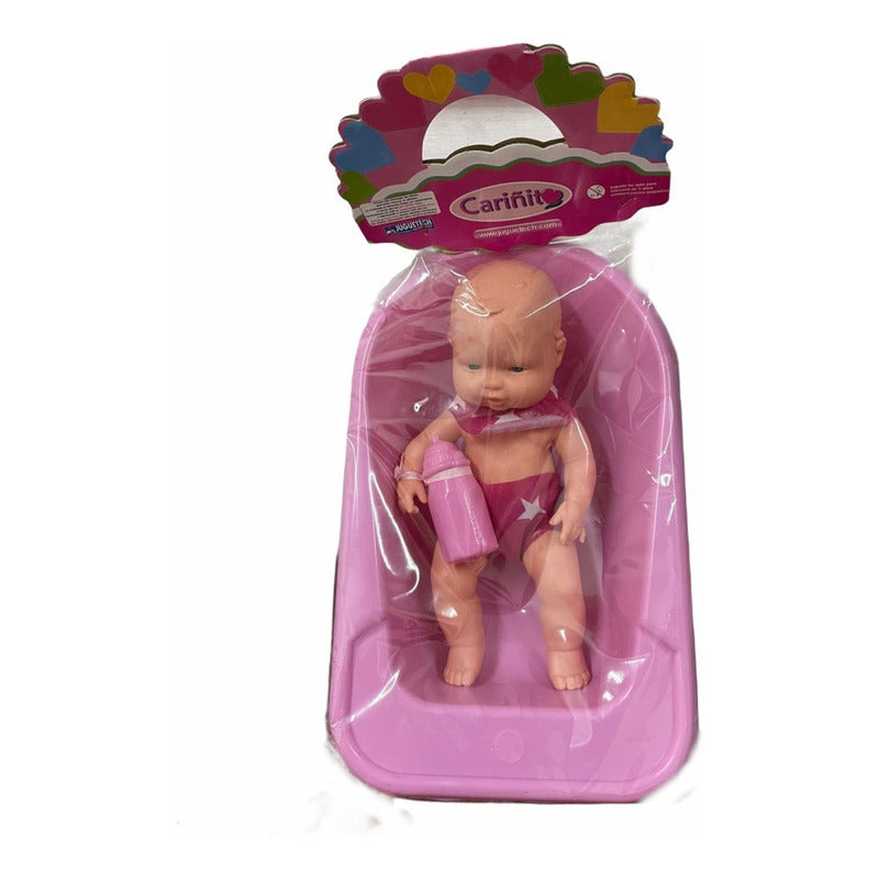 Muñeca Bebote Bebe Con Bañadera Y Mamadera Cariñito